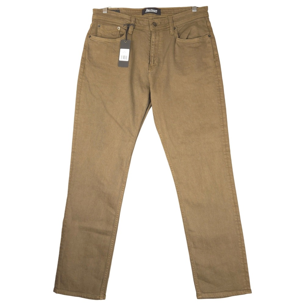 Revtown Sharp Decade Denim Jeans Mens 33x30 Faded Walnut Slim Straight Brown NEW
